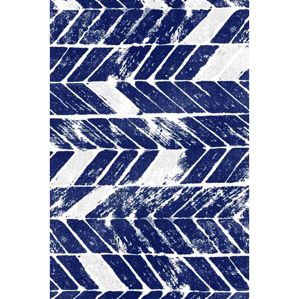 Union Rustic Navy Chevron Pattern Wrapped Canvas Print Wayfair